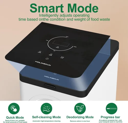 Vista 6 de 3L Compostador Eléctrico para Cocina, Contenedor de Compostaje de Encimera, Modelo Inteligente de Un Toque, Manejo de Residuos de Cocina, con Triple