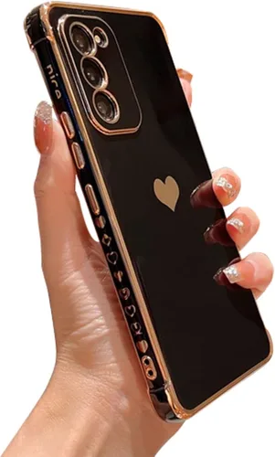 Vista 261 de phylla Funda de teléfono compatible con Samsung Galaxy A12 de 6.5 pulgadas, lindo corazón chapado en oro, elegante funda de lujo para mujer