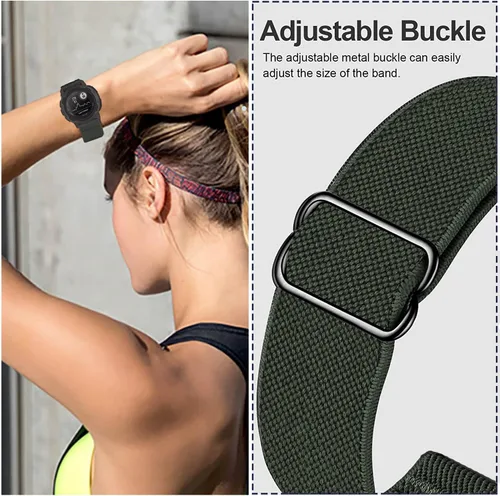 Vista 4 de Olytop Correa de reloj solar Garmin Instinct/Instinct 2, 0.866 pulgadas, correa de repuesto elástica de nailon elástico suave para hombres y mujeres