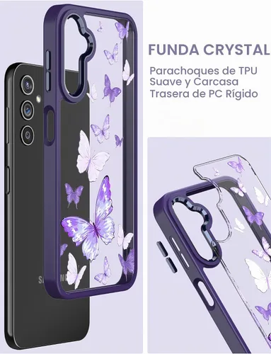 Vista 4 de Carcasa para Samsung Galaxy A14, diseño de flores transparentes