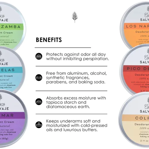 Vista 3 de Crema desodorante natural para mujeres y hombres, desodorante sin aluminio con magnesio e ingredientes orgánicos para pieles sensibles, vegano