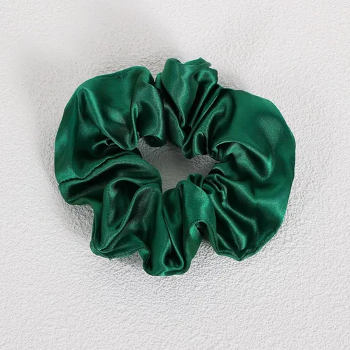 Vista 2 de Coleteros de seda de color verde oscuro para dormir, para mujeres y niñas, bandas elásticas de satén sedoso de morera grande, sin daños, accesorios