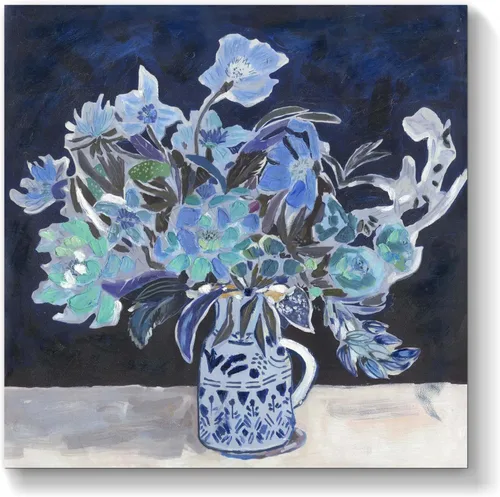 Vista 11 de TAR TAR STUDIO Lienzo abstracto de flores azules para pared, 12 x 12 pulgadas, impresión sin marco, decoración botánica para dormitorio, sala
