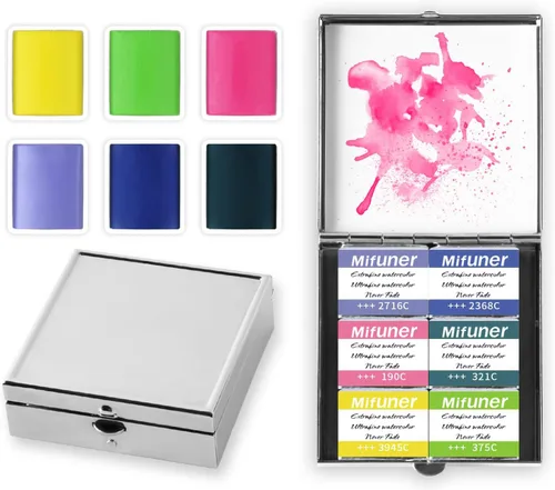 Vista 8 de Caja de estuche de acuarela portátil de mini lata de 12 pozos vacía con bandeja de mezcla de pintura es un pequeño kit de almacenamiento para viajes