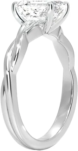 Vista 2 de IGI Certified Twisted Solitaire Emerald Cut Lab Created Diamond Engagement Ring In 14k White Gold (H-I Color, VS1-VS2 Clarity Center)