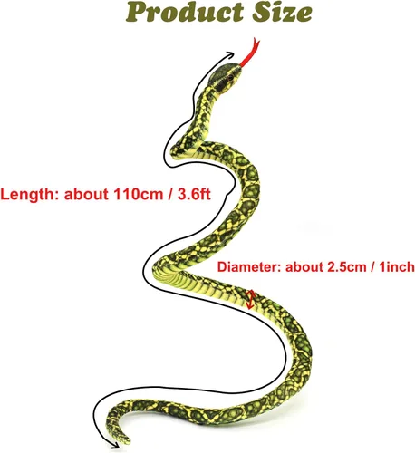 Vista 2 de Muñecas de serpiente suaves de 3.6 pies de largo, lindos animales de peluche, bromas de peluche, juguetes para niños, regalos para niños, Verde