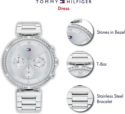 Vista 4 de Tommy Hilfiger Reloj de pulsera multifunción de cuarzo para mujer de acero inoxidable y eslabones modelo 1782393 Plateado Reloj de cuarzo