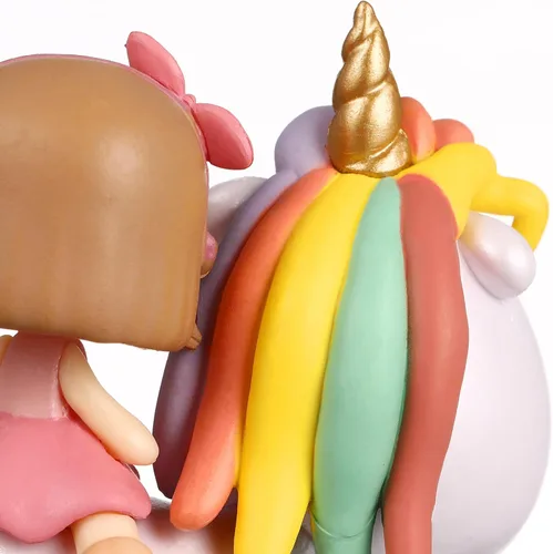Vista 8 de Toyvian Decoración de pastel de unicornio de dibujos animados, figura de resina, decoración de pastel de unicornio para niña, decoración de fiesta