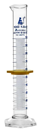 Vista 17 de Cilindro graduado, 33.8 fl oz - ASTM, tolerancia clase A ±3.0.0 fl oz - Collar protector, base hexagonal - Graduaciones azules - Vidrio