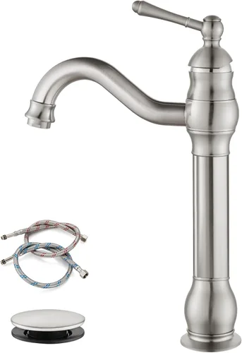 Vista 10 de gotonovo Grifo para lavabo de recipiente, boquilla giratoria 360°, grifo de baño de una sola manija, alto, 1 agujero, lavabo de granja, grifo