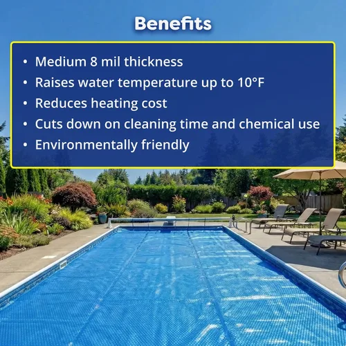 Vista 5 de In The Swim - Cubierta solar rectangular estándar azul de 12' x 20' de 8 mil para piscinas elevadas y enterradas