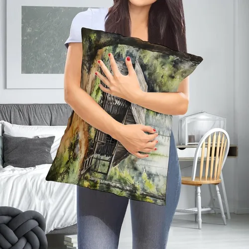 Vista 6 de Funda de almohada rústica de 12 x 20 pulgadas, diseño de cabaña en el bosque, súper suave, funda de cojín impresa de doble cara, funda de almohada