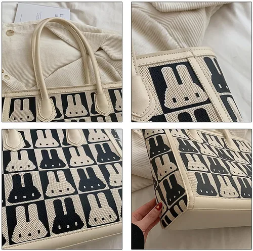 Vista 8 de Waiyqju conejo combinación patrón imitación cuero mujer moda bolso de mano