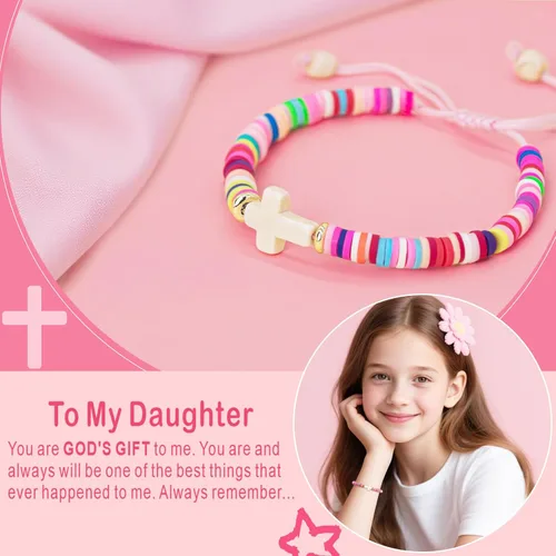 Vista 58 de Regalos navideños para niños, niñas adolescentes, mujeres, linda pulsera de cruz para niñas, regalos de Navidad cristianos para mujeres, ideas