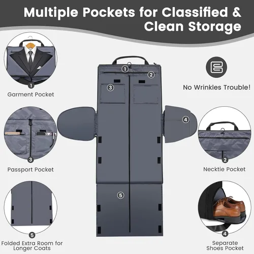 Vista 3 de Goplus Bolsa de mano para ropa, bolsa de viaje impermeable con compartimento para zapatos, correa de hombro desmontable, maleta 2 en 1, bolsa