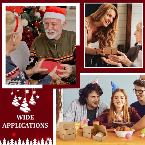 Vista 6 de PandaHall - 50 cajas de regalo de papel de estraza cuadradas, cajas pequeñas fáciles de montar para regalos y regalos de boda y fiestas, 3.3 x 3.3 x
