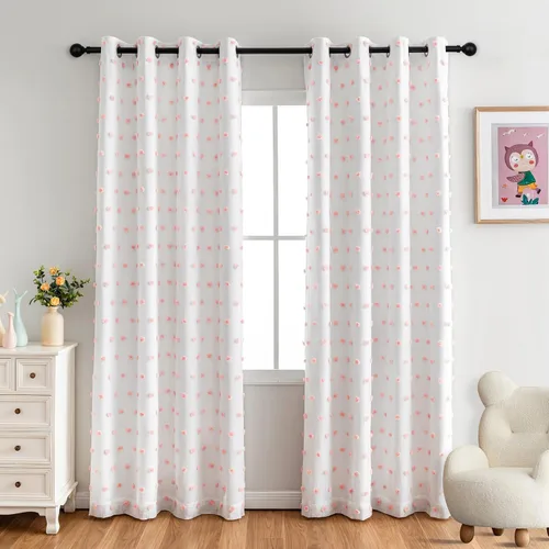 Vista 13 de MYSKY HOME - Cortinas opacas rosadas para dormitorio de niñas de 54 pulgadas de largo, cortinas cortas para tratamiento de ventanas, 100% cortinas