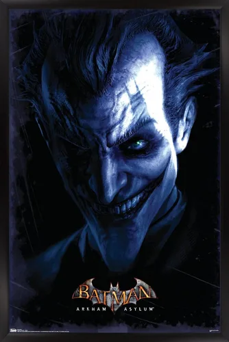 Vista 9 de Trends International DC Comics VIdeo Game - Póster de pared de Arkham Asylum - Joker, 14.725 x 22.375 pulgadas, versión enmarcada de madera