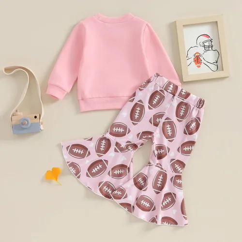 Vista 3 de Traje de San Valentín para niña pequeña, sudadera roja con estampado de campana, ropa de San Valentín