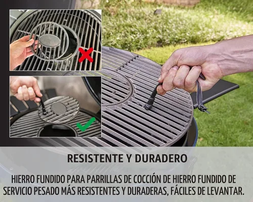 Vista 4 de Herramienta elevadora de rejillas de carbón para parrilla, gancho de movimiento de rejillas de cocción - Pinza de superficies calientes, reemplazo
