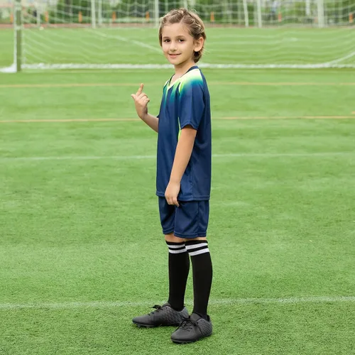 Vista 3 de JABASIC - Tacos de fútbol para exteriores para niños, zapatos de fútbol atléticos y firmes