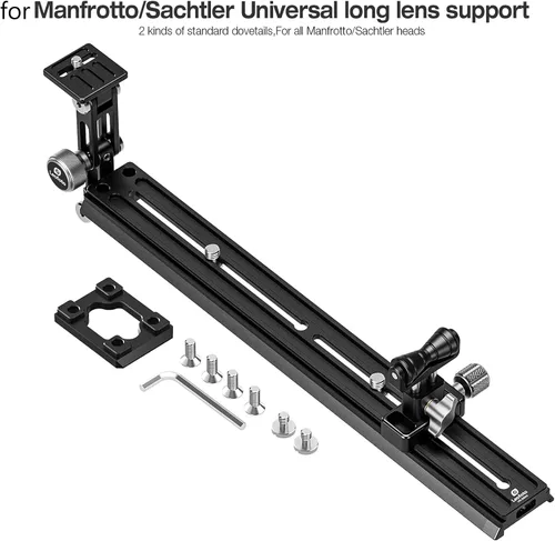 Vista 2 de Leofoto VR-380Kit actualizado 14.961 in Dual Pivot Long Lens Support para Manfrotto/Sachtler Tripod Head