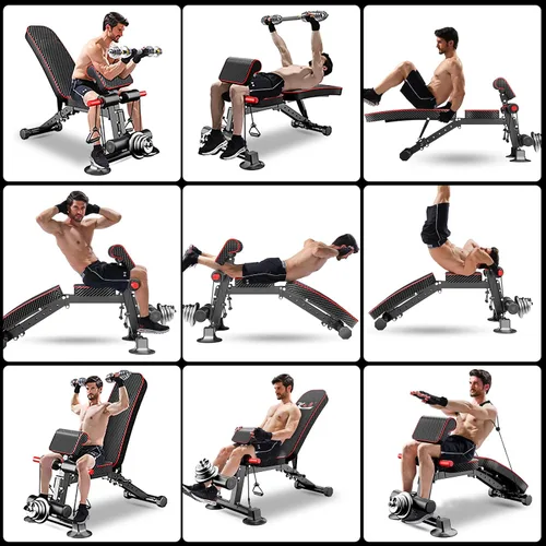 Vista 8 de Z ZHICHI Banco de pesas ajustable, bancos de entrenamiento de fuerza para entrenamiento de cuerpo completo, capacidad de 880 libras, juego de banco