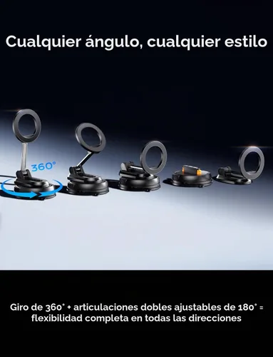 Vista 6 de XO Simple is Beauty - Soporte de teléfono para automóvil MagSafe, ultra magnético y fuerte succión ajustable de 360°, soporte de teléfono celular