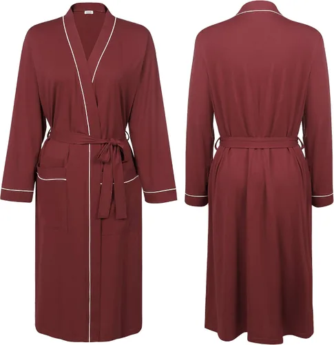 Vista 5 de Cherrydew Bata de algodón suave para mujer, estilo kimono, bata de baño ligera de manga larga