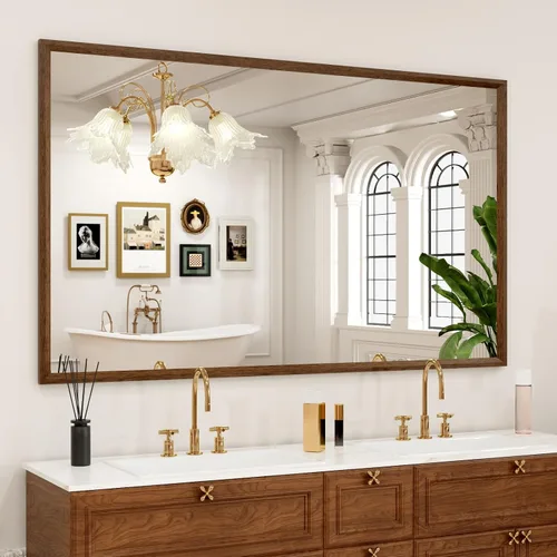 Vista 74 de JISOSO - Espejo de baño negro de 20x30 pulgadas con marco de metal negro, espejo de tocador rectangular redondeado con acabado mate para pared