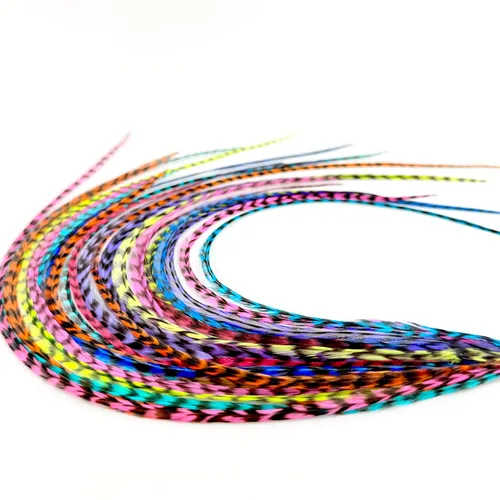 Vista 9 de 21 extensiones de cabello de color azul, kit de gallo de 9 a 14 pulgadas de largo, con 20 cuentas de microenlace, plumas 100% reales, estilo bohemio