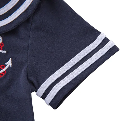 Vista 4 de XM Nyan May's - Mameluco de rayas marineras para bebés y niños pequeños