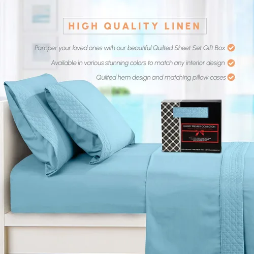 Vista 7 de Elegant Comfort Lujoso juego de sábanas acolchadas de 4 piezas, caja de regalo, calidad egipcia de 1500 hilos, suave, resistente a las arrugas