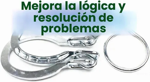 Vista 5 de MAGIKON Tradicional Brain Teaser, rompecabezas de herradura de metal clásico (plata, normal)