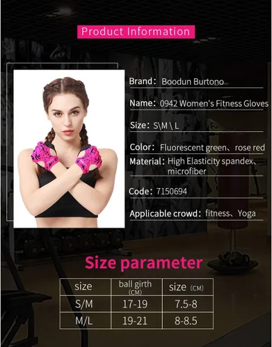 Vista 4 de Anser 7150694 Guantes cortos sin dedos para mujer, medio dedo, para interior, yoga, gimnasio, fisicoculturismo, entrenamiento, ciclismo al aire