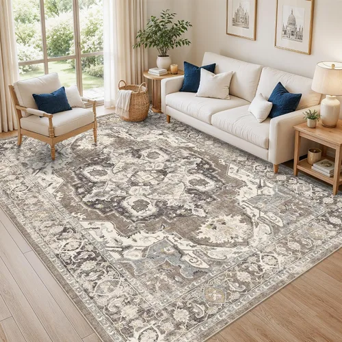 Vista 17 de YOUFORTONG Alfombra Lavable de 2 x 3 Pulgadas para Entrada: Alfombra Antideslizante Vintage para Interiores con Respaldo de Goma para Sala de Estar