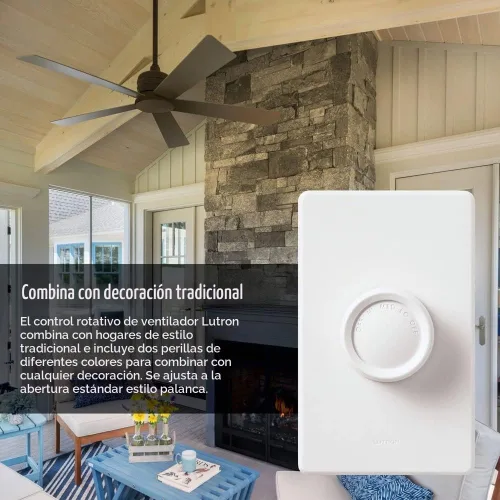 Vista 2 de Lutron FSQ-2FH-DK Electronics - Control giratorio de velocidad de ventilador de encendido/apagado, 1 perilla blanca y 1 marfil incluida