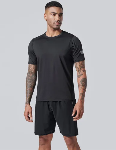 Vista 6 de Paquete de 5 camisetas de manga corta, con cuello redondo y de secado rápido para hombre, camisetas deportivas para correr, entrenar o ir al gimnasio