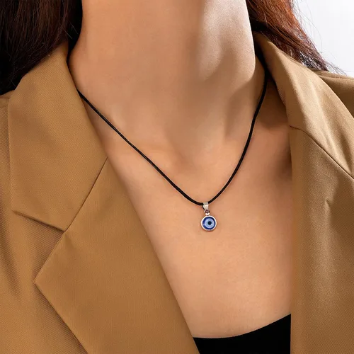 Vista 3 de VIBILIA Evil Eye Necklace Sun Pendant Turkish Blue Eye Protection Lucky Necklaces Jewelry Gifts for Men Women (Sun) - Silver