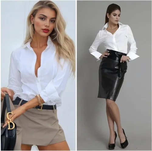 Vista 2 de HOTOUCH Camisas de mujer con botones de manga larga, camisa de vestir ajustada, blusas de trabajo, cuello, elegantes, casuales, de negocios
