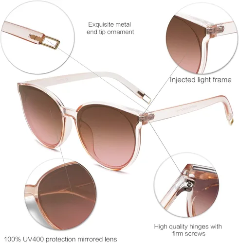 Vista 4 de SOJOS Gafas de sol redondas de moda para mujeres y hombres sombras vintage de gran tamaño SJ2057