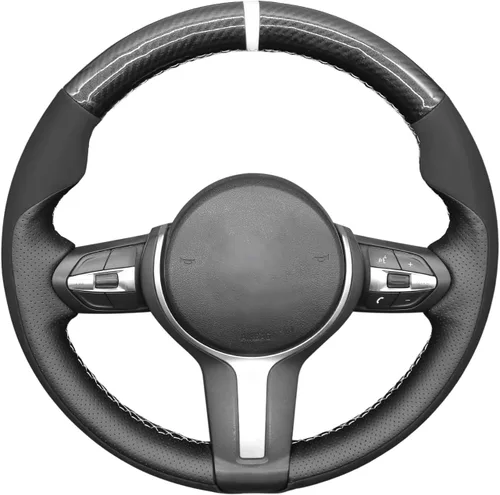 Vista 33 de MEWANT - Funda para volante de automóvil cosida a mano de Athsuede para BMW F87 M2 F80 M3 F82 M4 M5 F12 F13 M6 F85 X2 X5 M F86 X6 M F33 F30 M