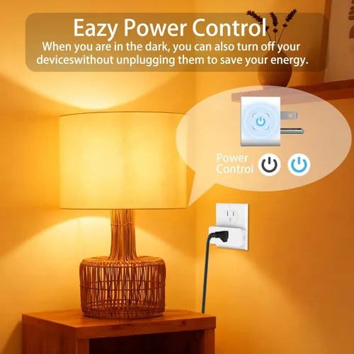 Vista 5 de Enchufe inteligente de monitoreo de energía serie Pro Mini 15A, enchufe Wi-Fi para hogar inteligente compatible con Alexa, Google Home, no requiere