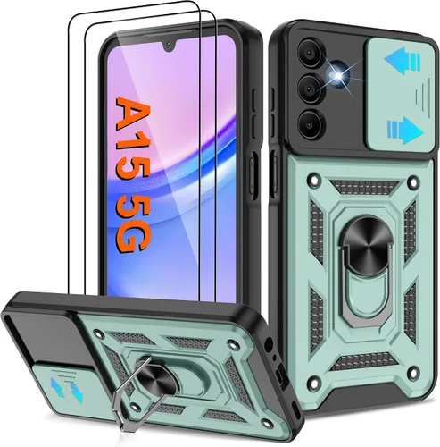 Vista 12 de Funda para Galaxy A13-4G, Samsung Galaxy A13 4G con protector de pantalla HD, resistente a prueba de golpes con soporte de rotación de 360°