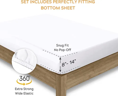 Vista 5 de Sleep Mantra Juego de sábanas de 4 piezas de 4 piezas de tamaño individual de 100 % algodón orgánico, tejido de percal suave y refrescante