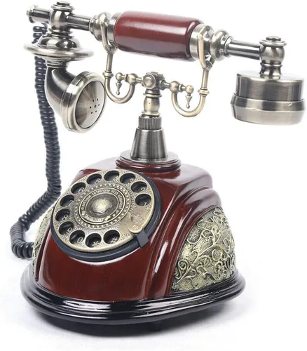 Vista 2 de Teléfono antiguo retro Vintage Rotary Dial europeo antiguo teléfono fijo estilo francés escritorio teléfono con cable Teléfono Teléfono Casa oficina