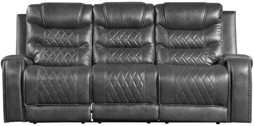 Vista 4 de Pemberly Row Sofá reclinable doble de microfibra tradicional de 21" en gris