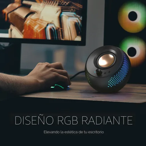 Vista 5 de Creative Pebble X Plus 2.1 - Altavoces de computadora USB-C con subwoofer e iluminación RGB personalizable, Bluetooth 5.3, audio USB, hasta 15 W