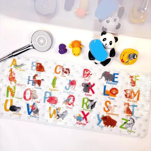 Vista 9 de BEEHOMEE Tapetes de baño para bañera para niños, bebés y niños pequeños - Grandes tapetes antideslizantes de dibujos animados para baño, bañera