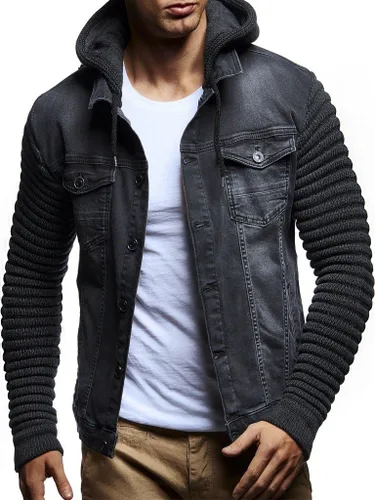 Vista 2 de Leif Nelson LN5240 - Chaqueta vaquera para hombre con mangas de punto